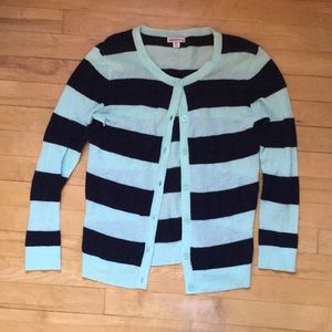 Merona Navy & Mint Striped Cardigan